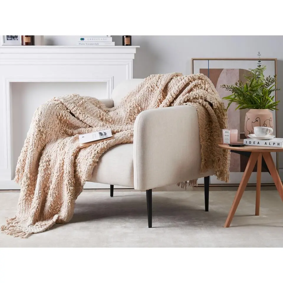 VELLA - Deken - Lichtbeige - 150 x 200 cm - Katoen