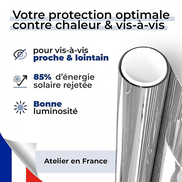 DIMEXACT - Film 2 en 1 anti chaleur et anti vis-à-vis pour pose extérieure - alu foncé - 152 cm x 1 m - en Rouleau