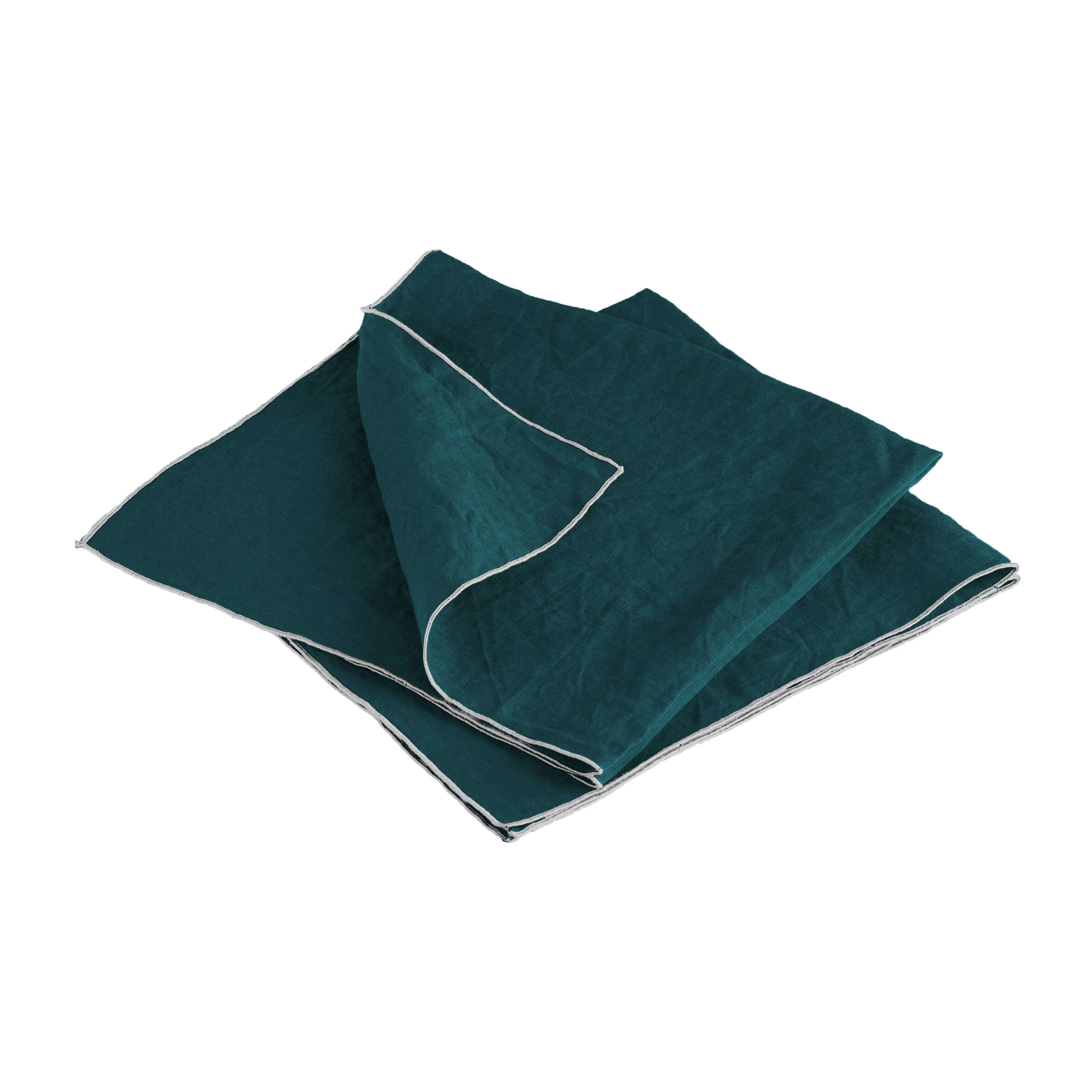AUTOUR DU LIN - Lot de 2 serviettes de table en lin lavé 45x45cm Vert Paon