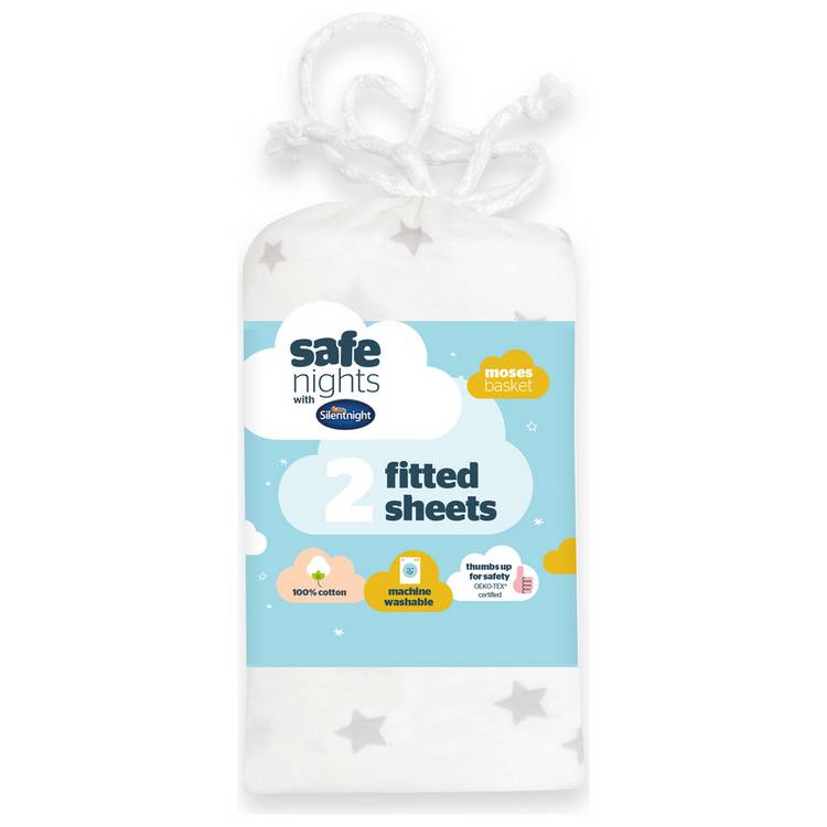 Silentnight Safe Nights Nursery Grey Fitted Sheets - Moses