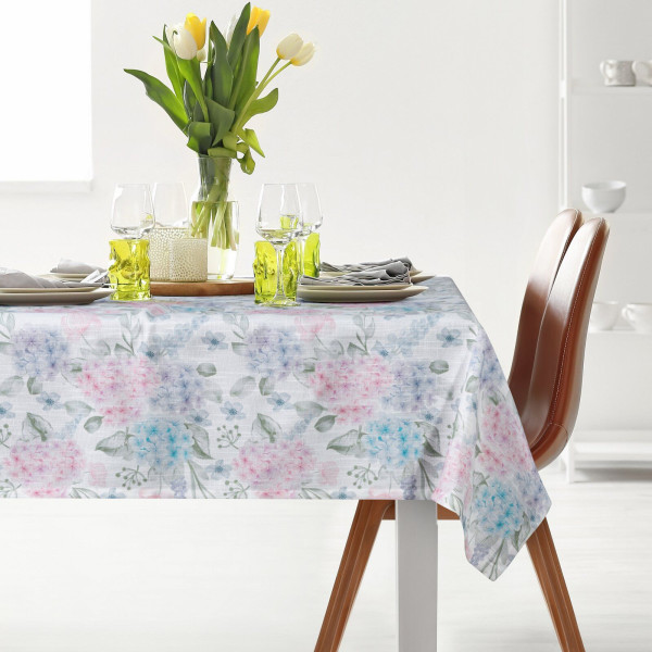 Obrus z drukowanym wzorem w kwiaty SUMMER 140X180 naturalny   różowy