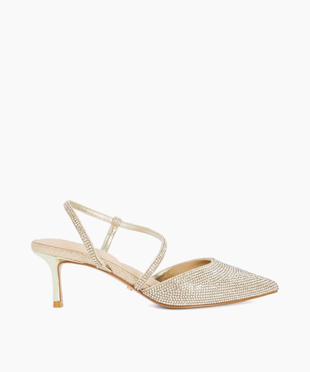 Competitives Gold - Hotfix Kitten Heel Slingbacks