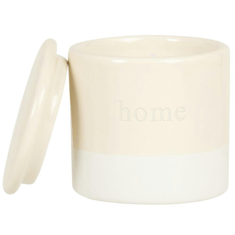 - Bougie parfumée en céramique blanche et beige