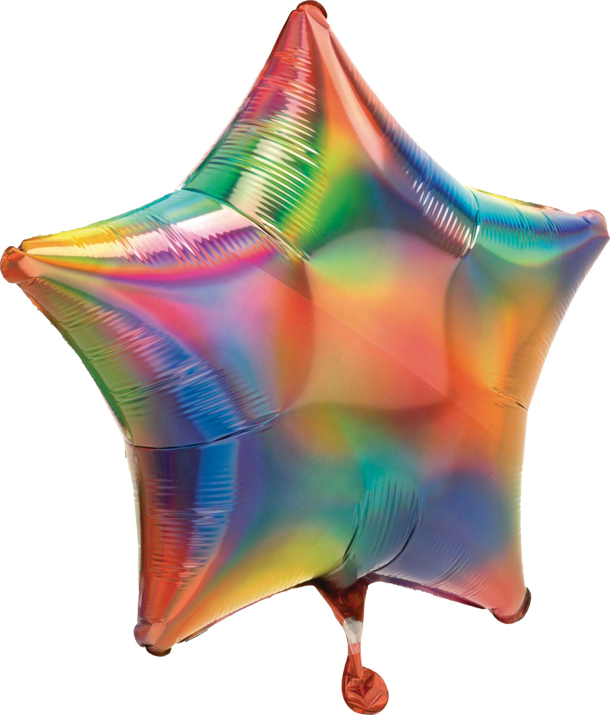 Star Satin Foil Balloon, Irridescent Rainbow, 22-in, Helium Inflation & Ribbon Included for Birthday/Special Occasion