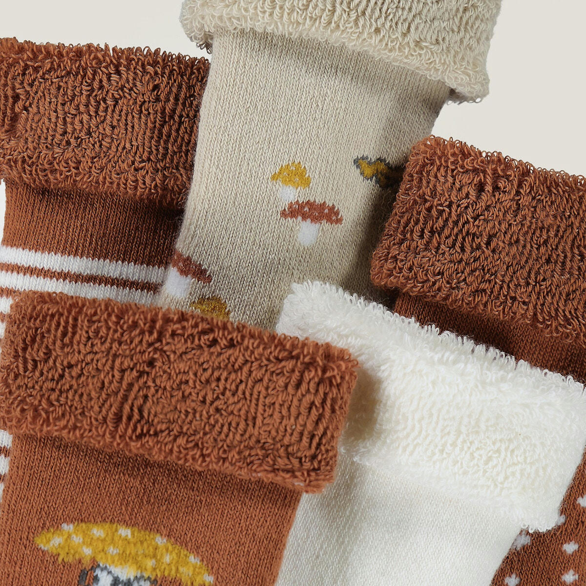 Lot de 5 paires de chaussettes, thème champignons