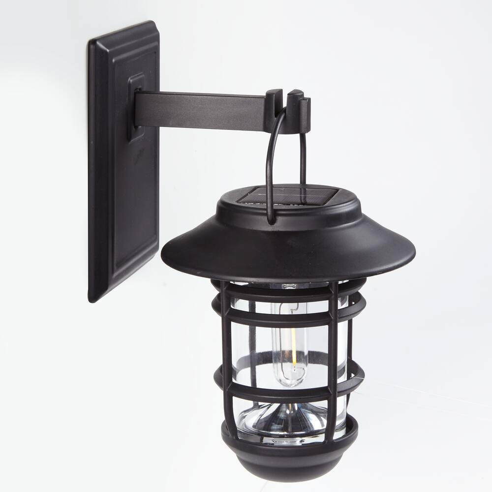 NOMA Outdoor Pure White 10 LM LED Solar Filament Wall Mounted Deck Lights, Black