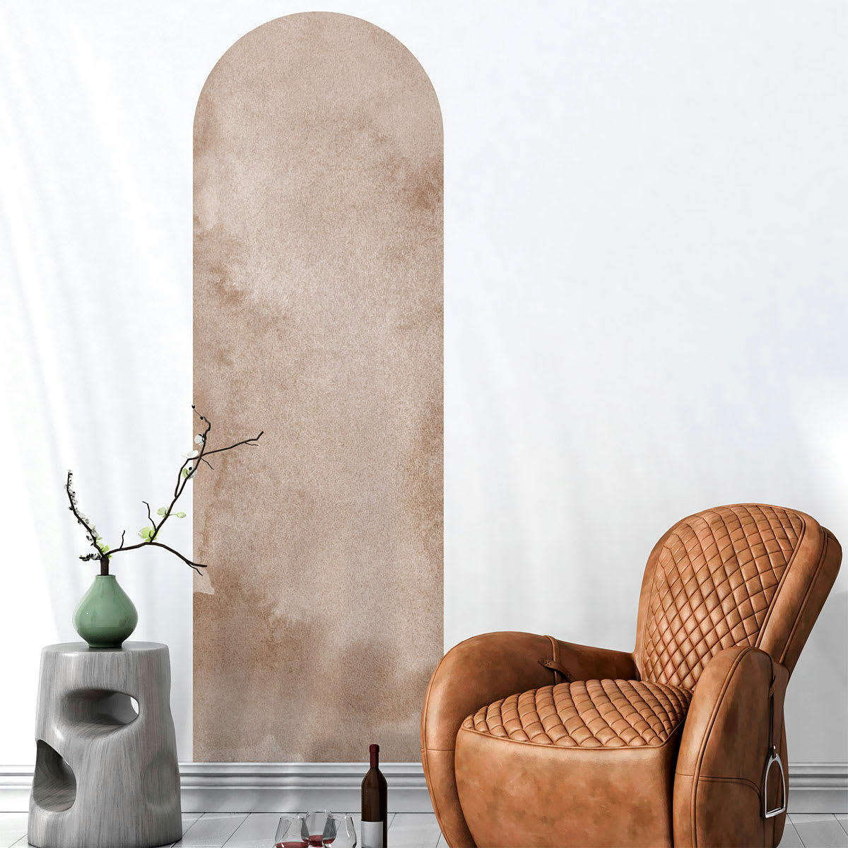 - Papier Peint arche marron terre d'orient aquarelle 185x60cm