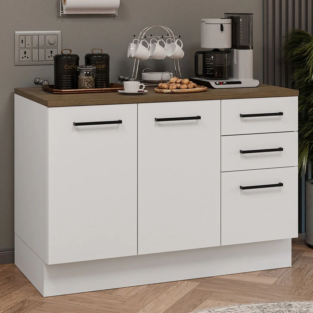 Madesa Coffee Bar Cabinet with 2 Doors and 3 Drawers Wooden Storage