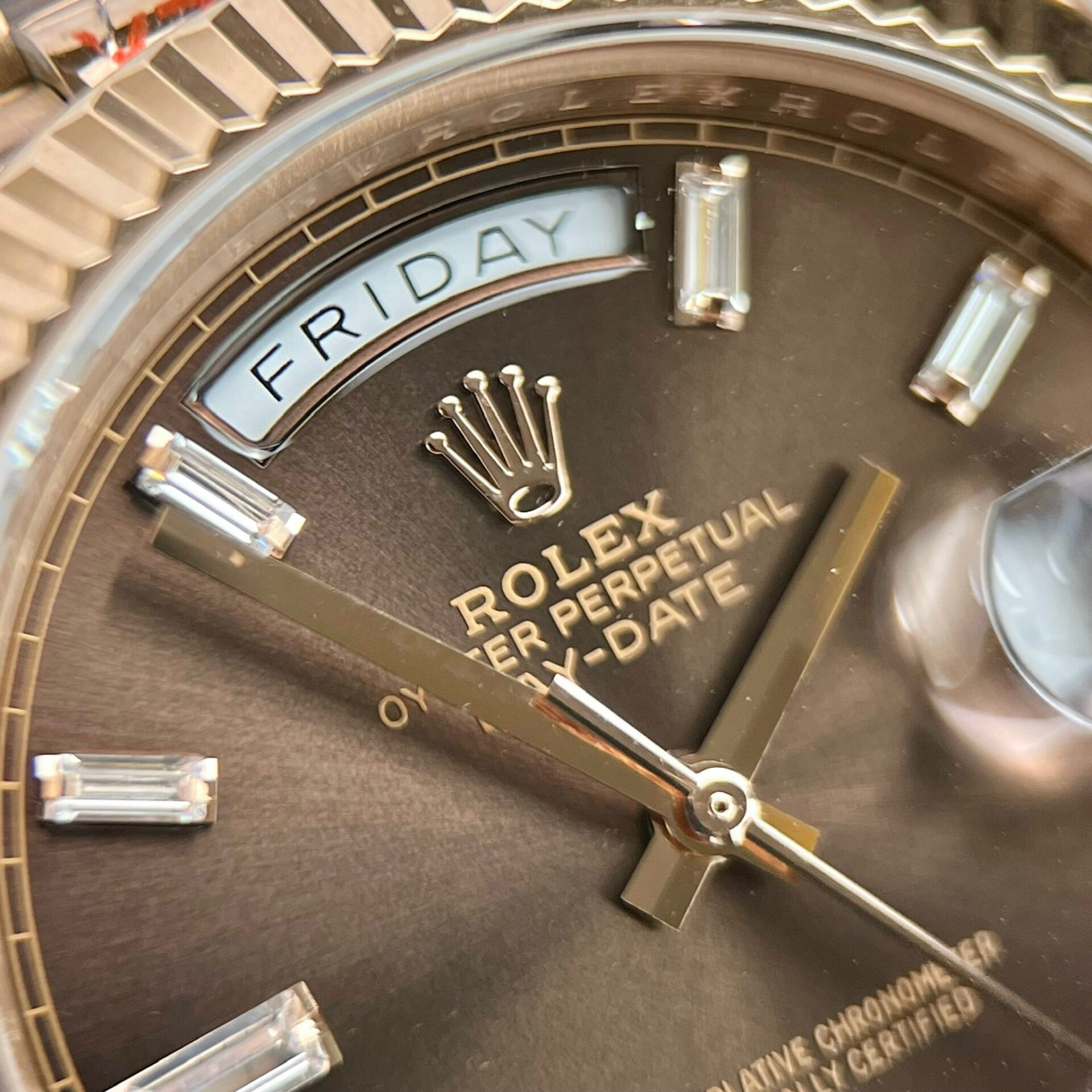 Rolex Day-Date 228235 RG Plated Chocolate Dial CZ Diamonds 40mm Super Clone