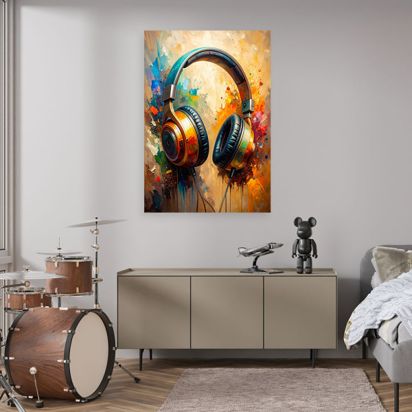 Obraz młodzieżowy, DJ Słuchawki Muzyka Abstrakcja 20x30