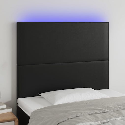 NNEVL LED Headboard Black 80x5x118/128 cm Faux Leather