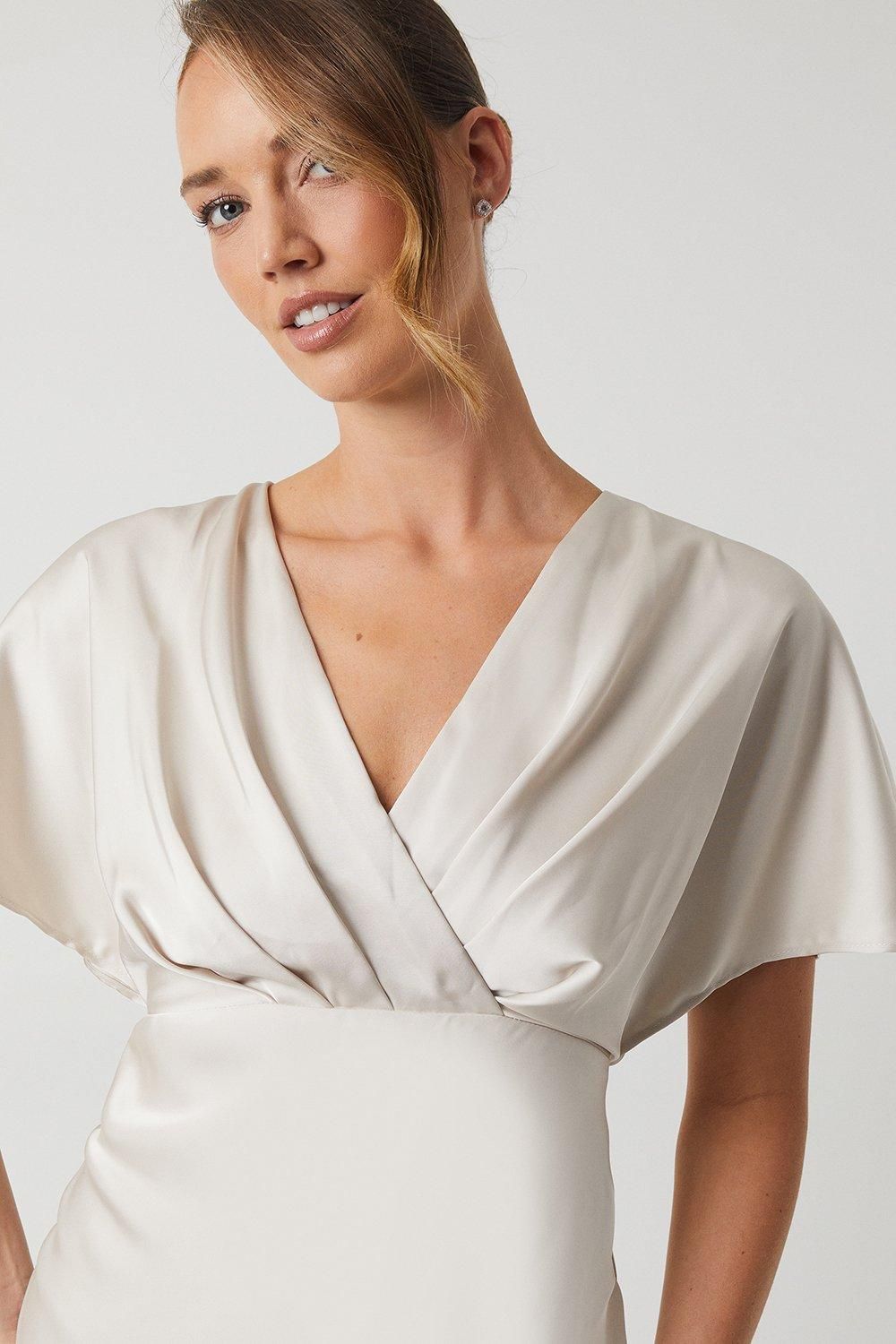 Coast Batwing Sleeve Satin Fishtail Bridesmaid Dress