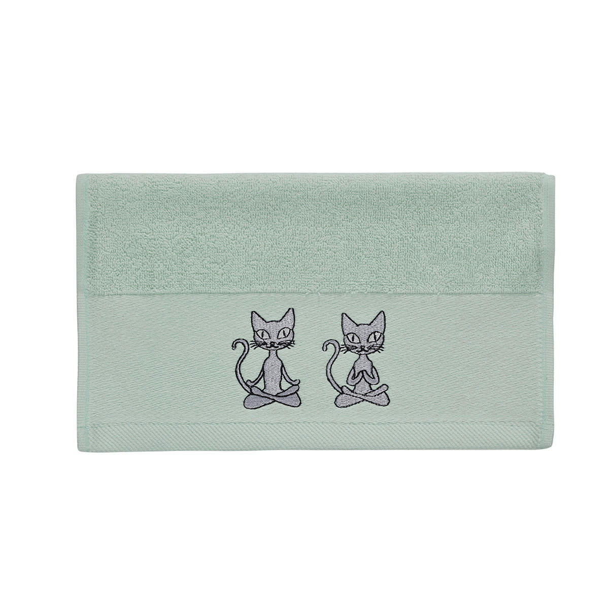 YOGI CAT - Lot de 3 serviettes invité en coton Menthe 30x50 cm