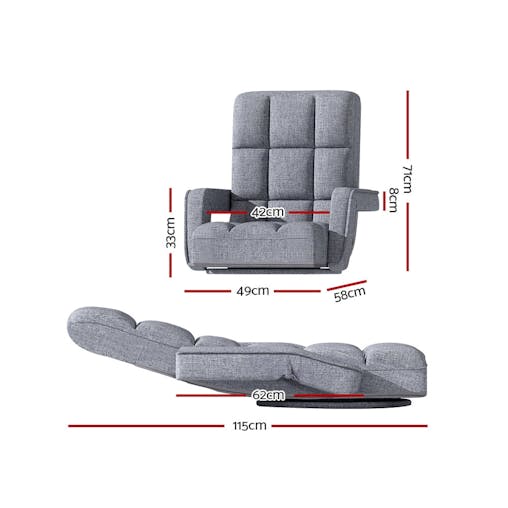 NNEDSZ Floor Sofa Bed Lounge Chair Recliner Chaise Chair Swivel Grey
