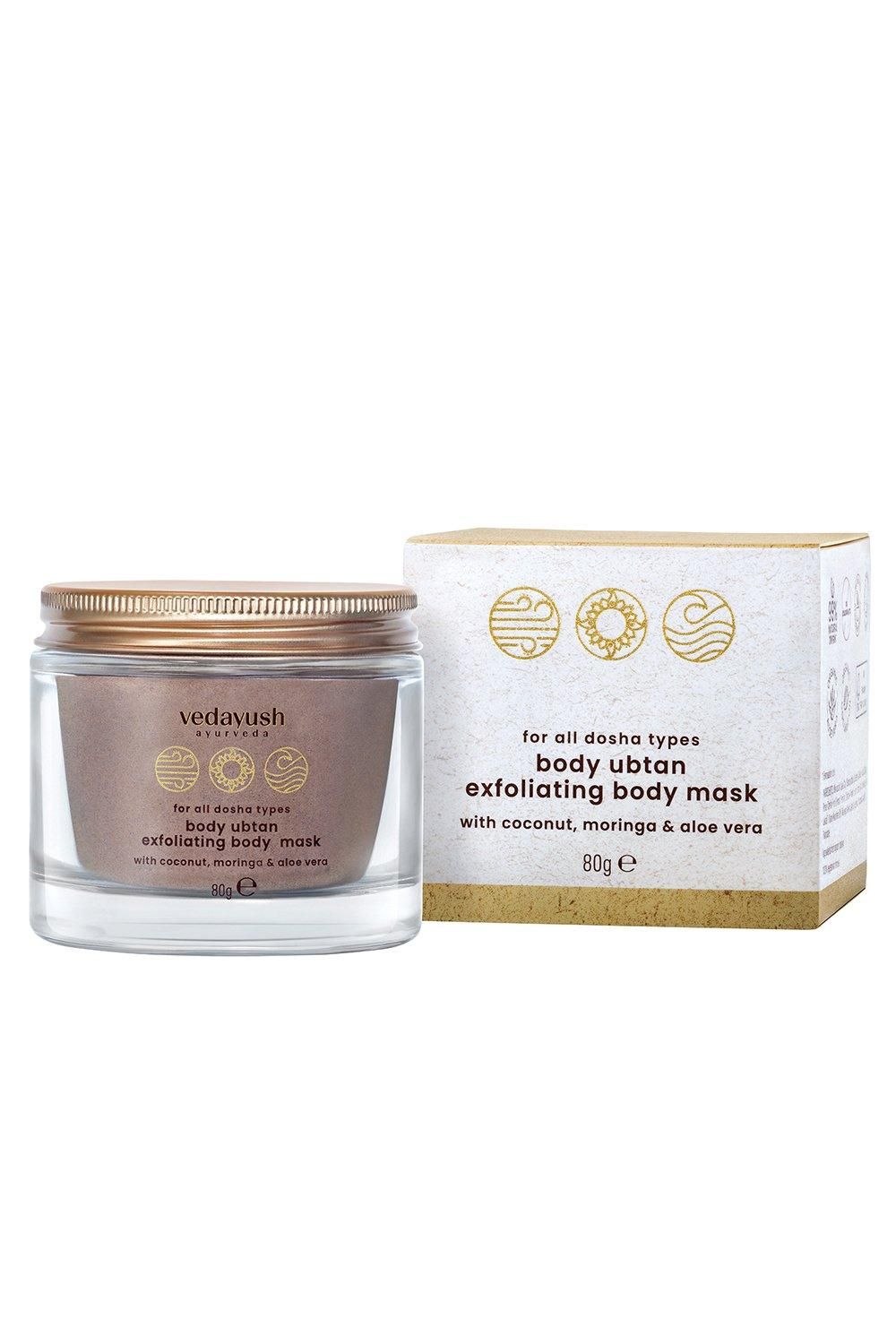 Vedayush Body Ubtan Exfoliating Body Mask with Coconut, Moringa & Aloe Vera 80g