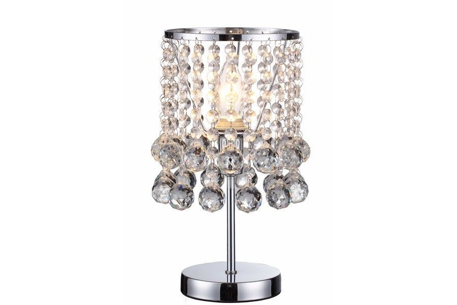 Lampa stołowa glamour chromowana London Crystal 1xE14x40W wys:33cm Reality