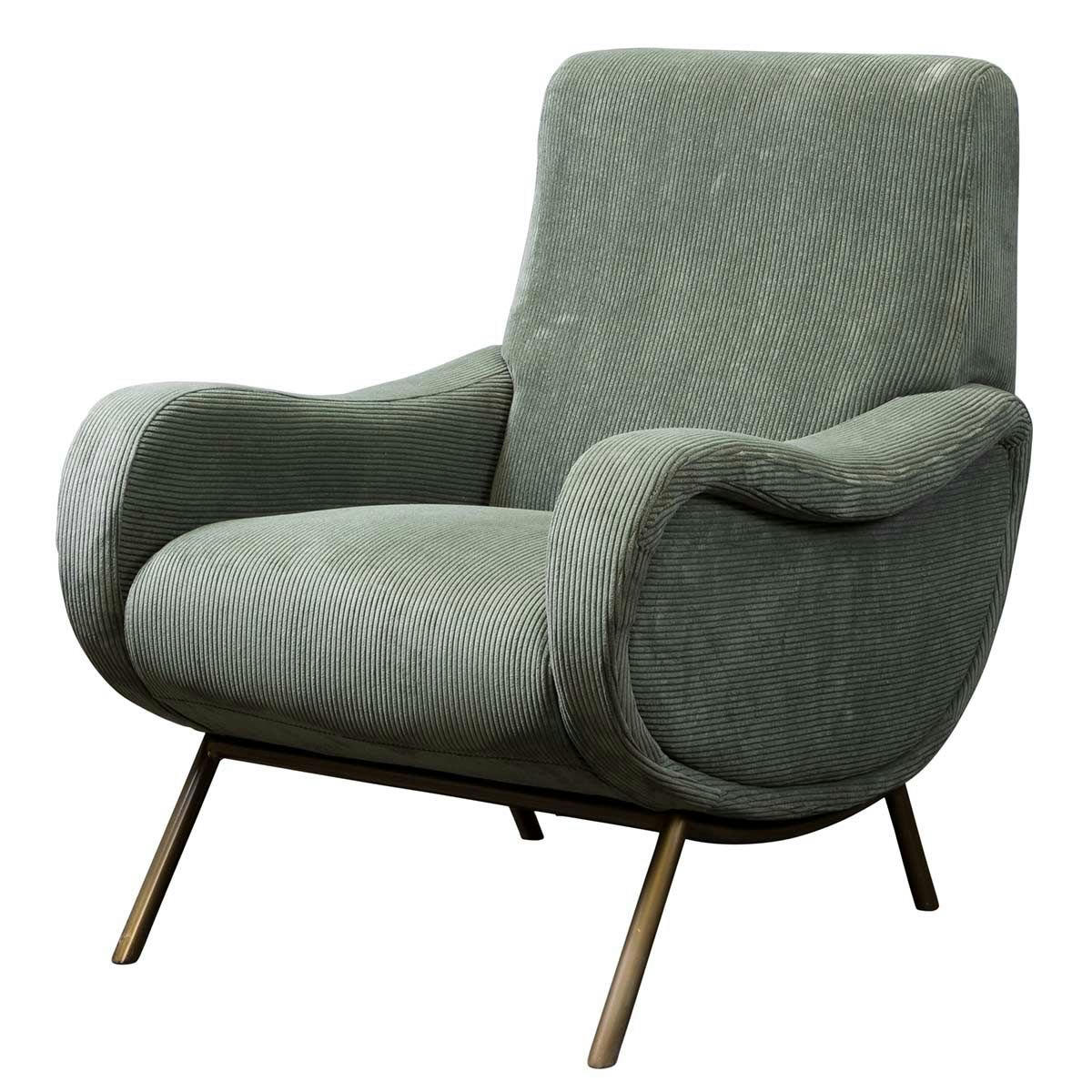- Fauteuil en velours côtelé vert
