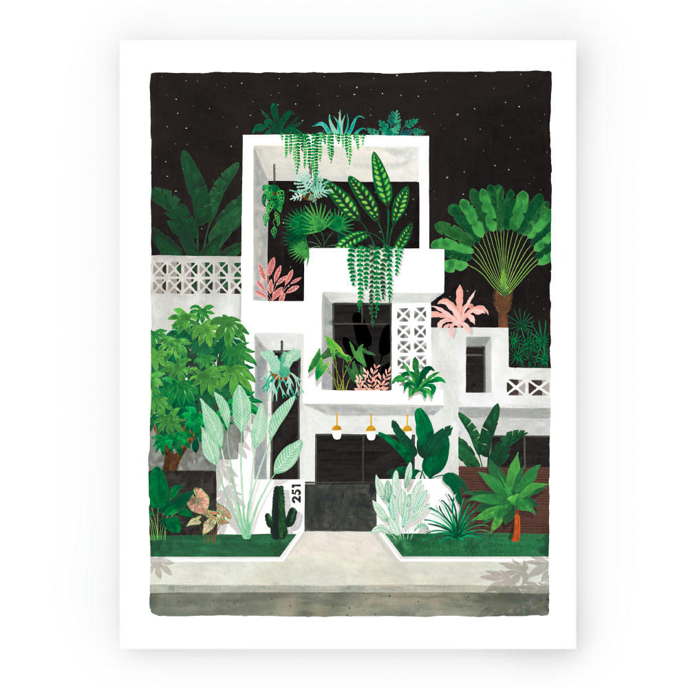 - Affiche illustrée motif Miami de nuit 30x40 cm