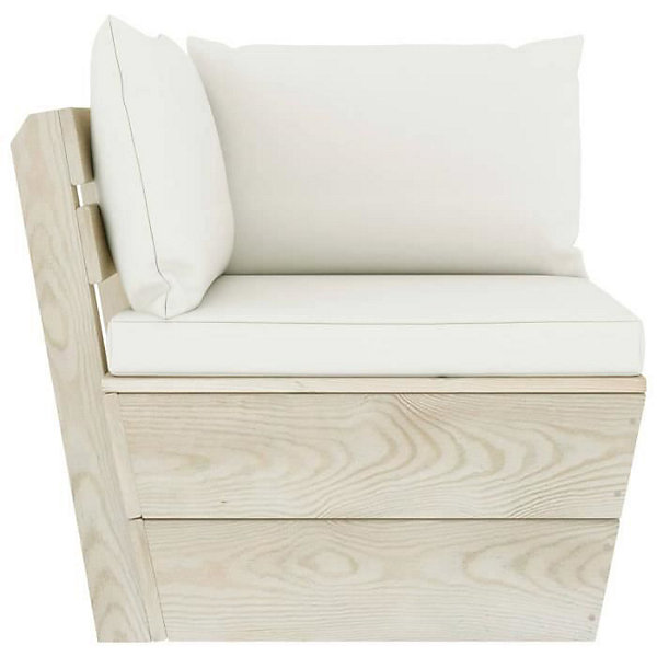 Canapé d'angle - vidaXL - Palette de jardin - épicéa imprégné - 4 personnes - Coussins inclus