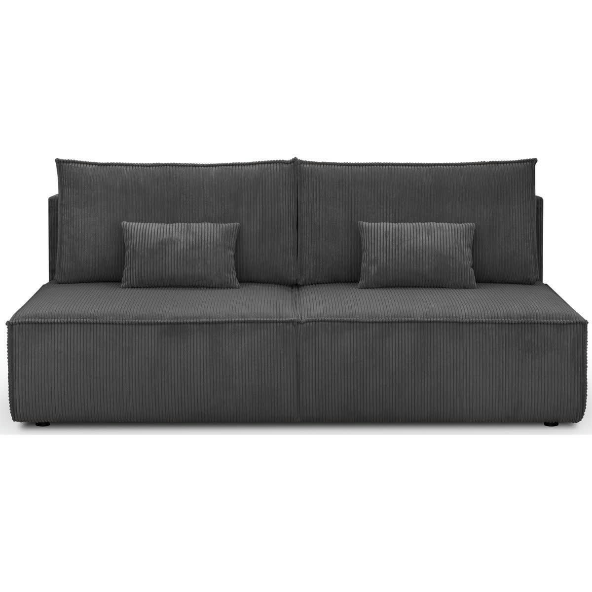 MILLA NEW - Canapé convertible 3 places avec coffre en velours côtelé anthracite