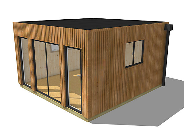 Extension maison en bois en bois 4,4 x 4,6 x 2,7 m avec plancher isolé