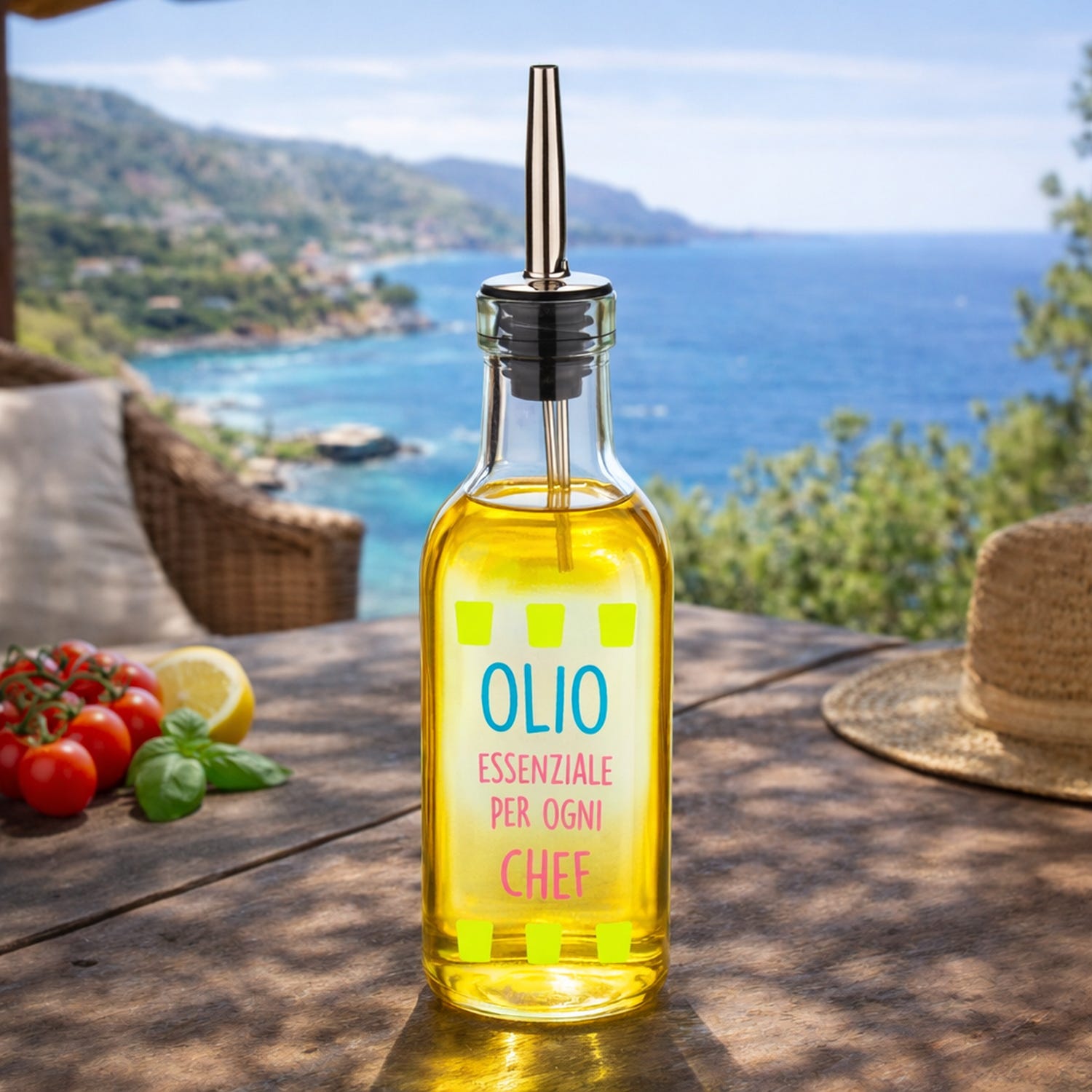 Oliera con beccuccio vetro 200 ml Olio essenziale Color Bloom