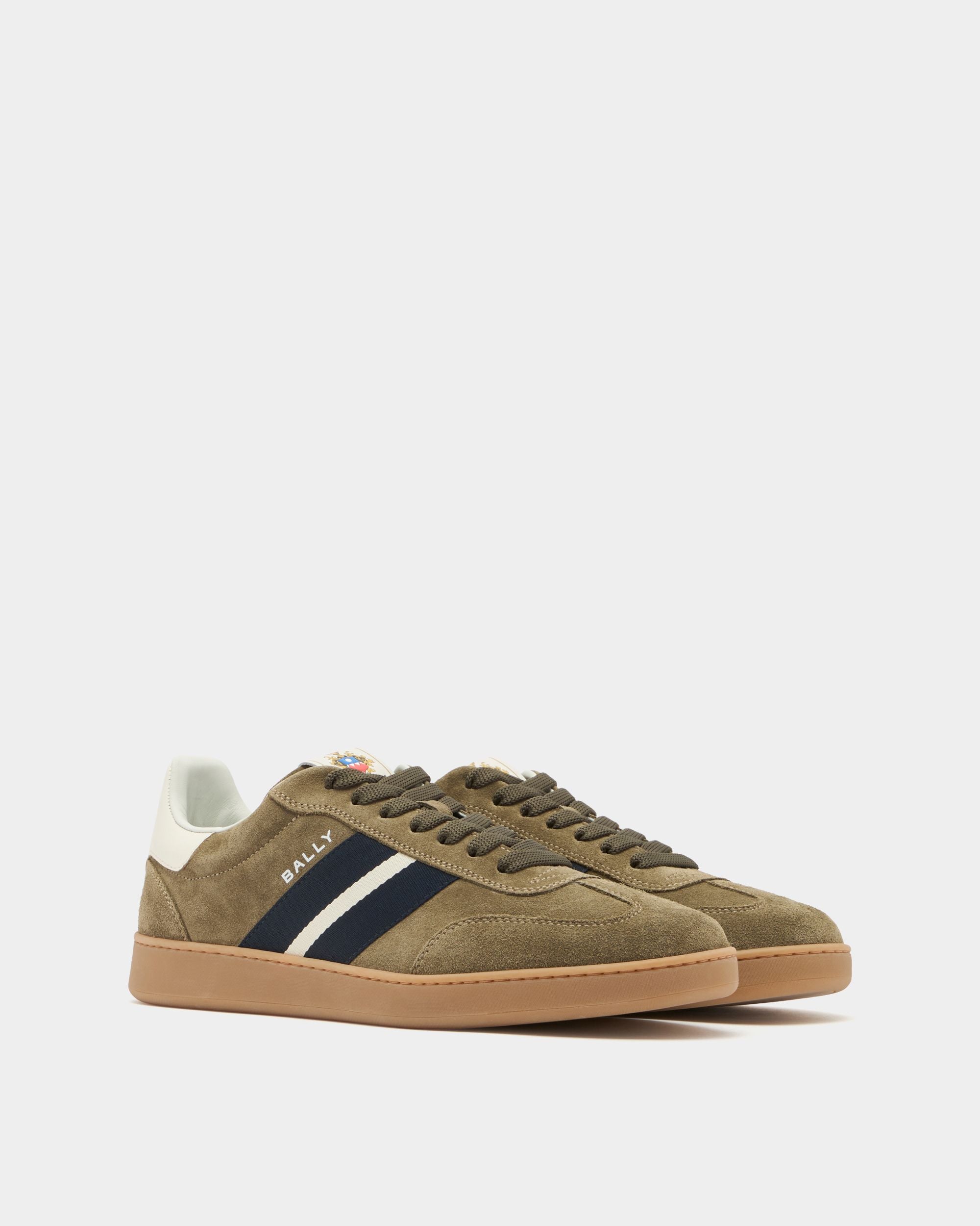 Retro Crest Sneaker aus grünem Wildleder