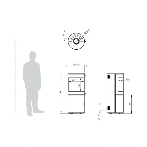 Kaminofen, 7 kW, Stahl, weiß