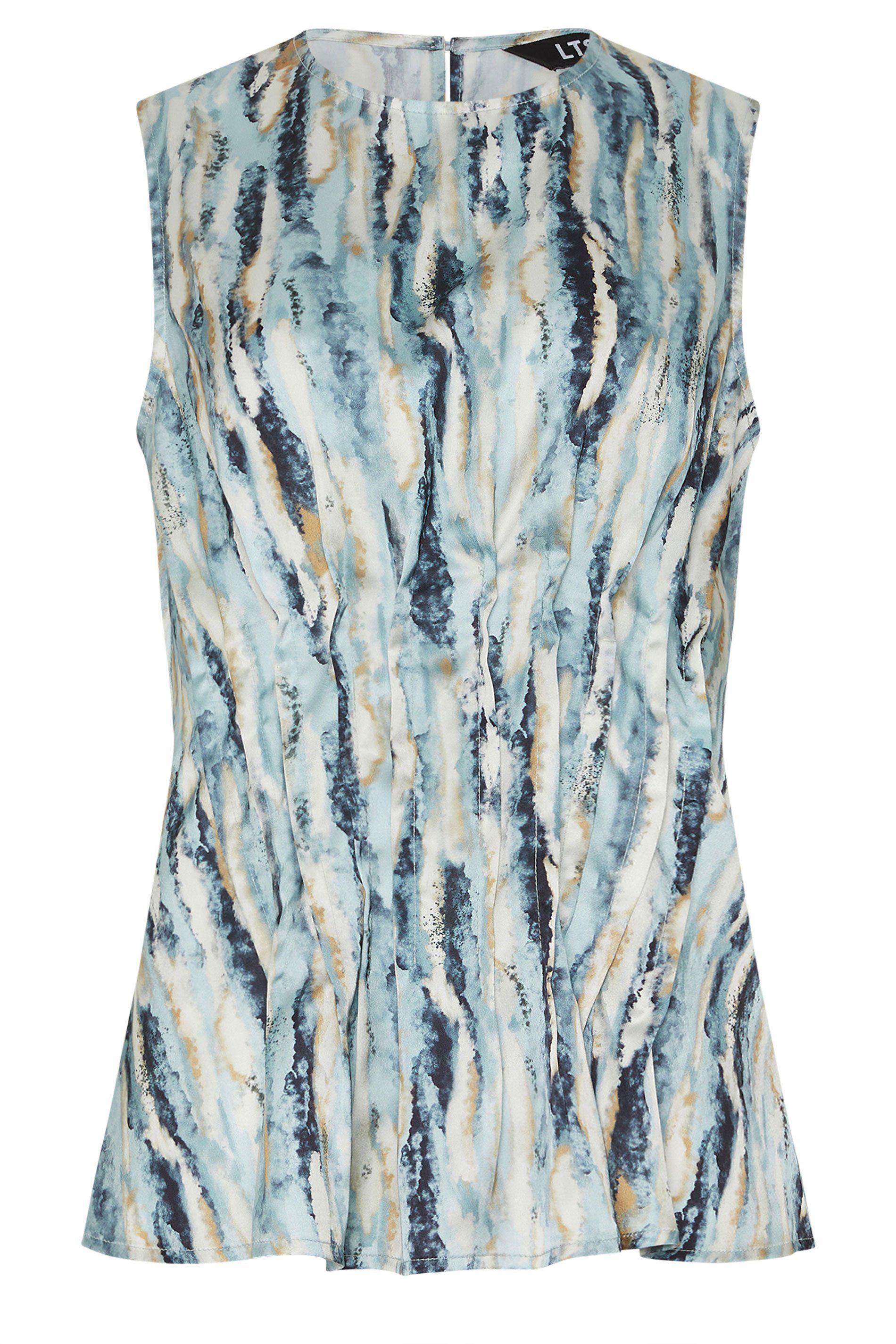 Long Tall Sally Tall Abstract Satin Pleated Vest Top
