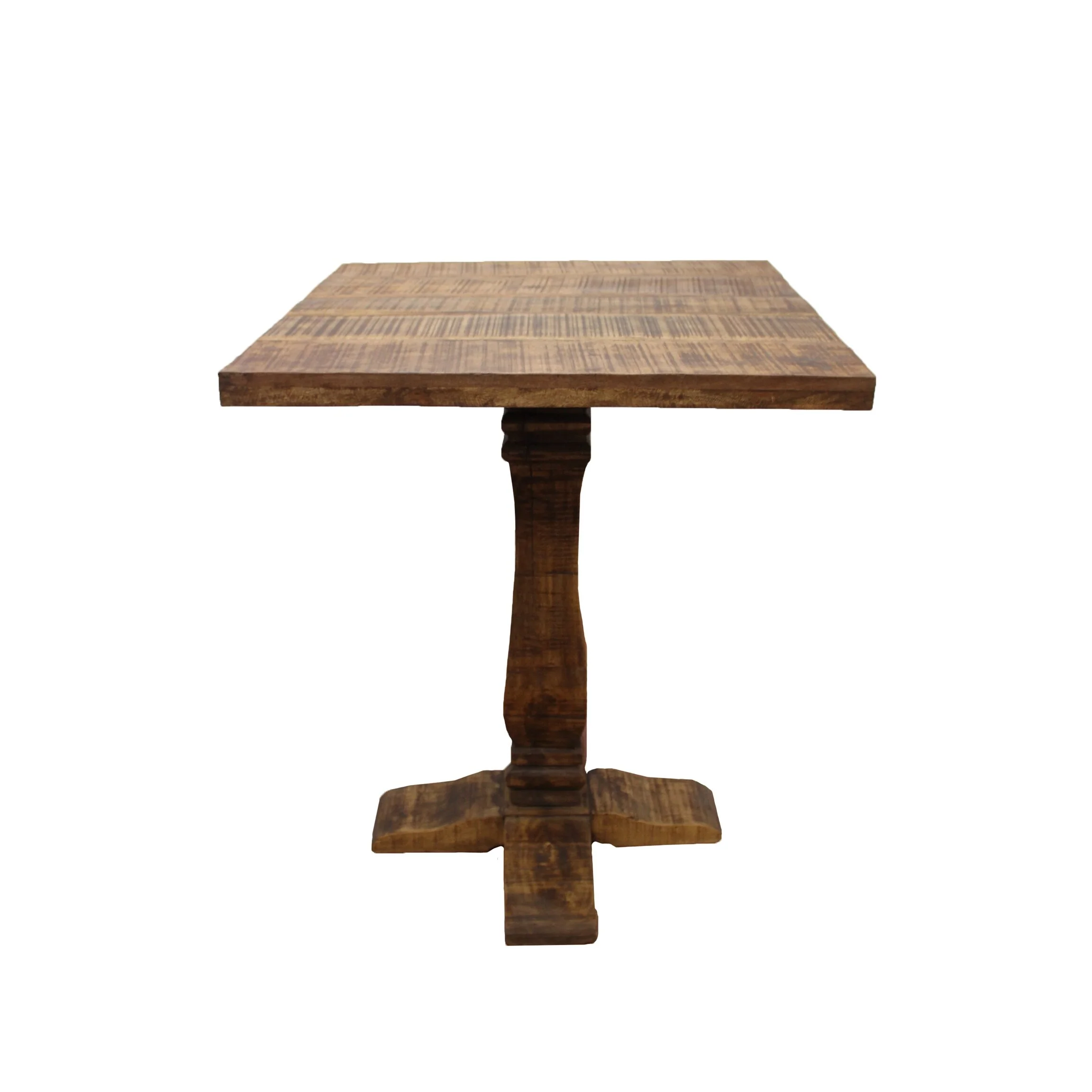 HomeRoots 36 Brown Solid Wood Square Pedestal Bar Table - 36 in. x 42 in. x 36 in.