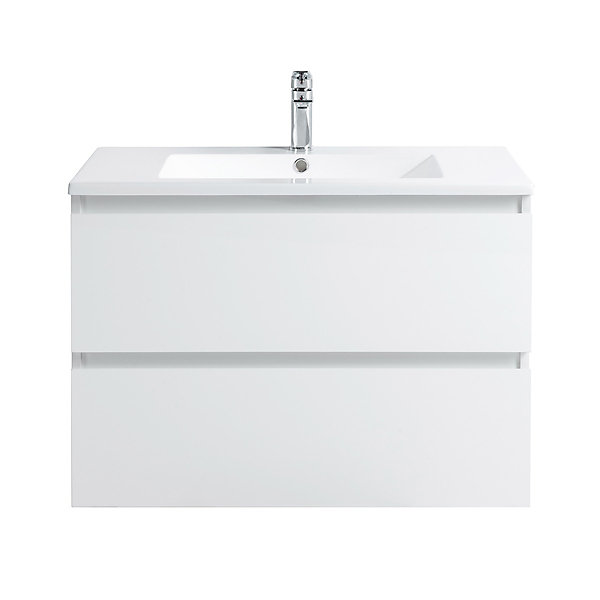 Ensemble Meuble prémonté 80 blanc-Vasque résine-Miroir RIMA - bain-bain