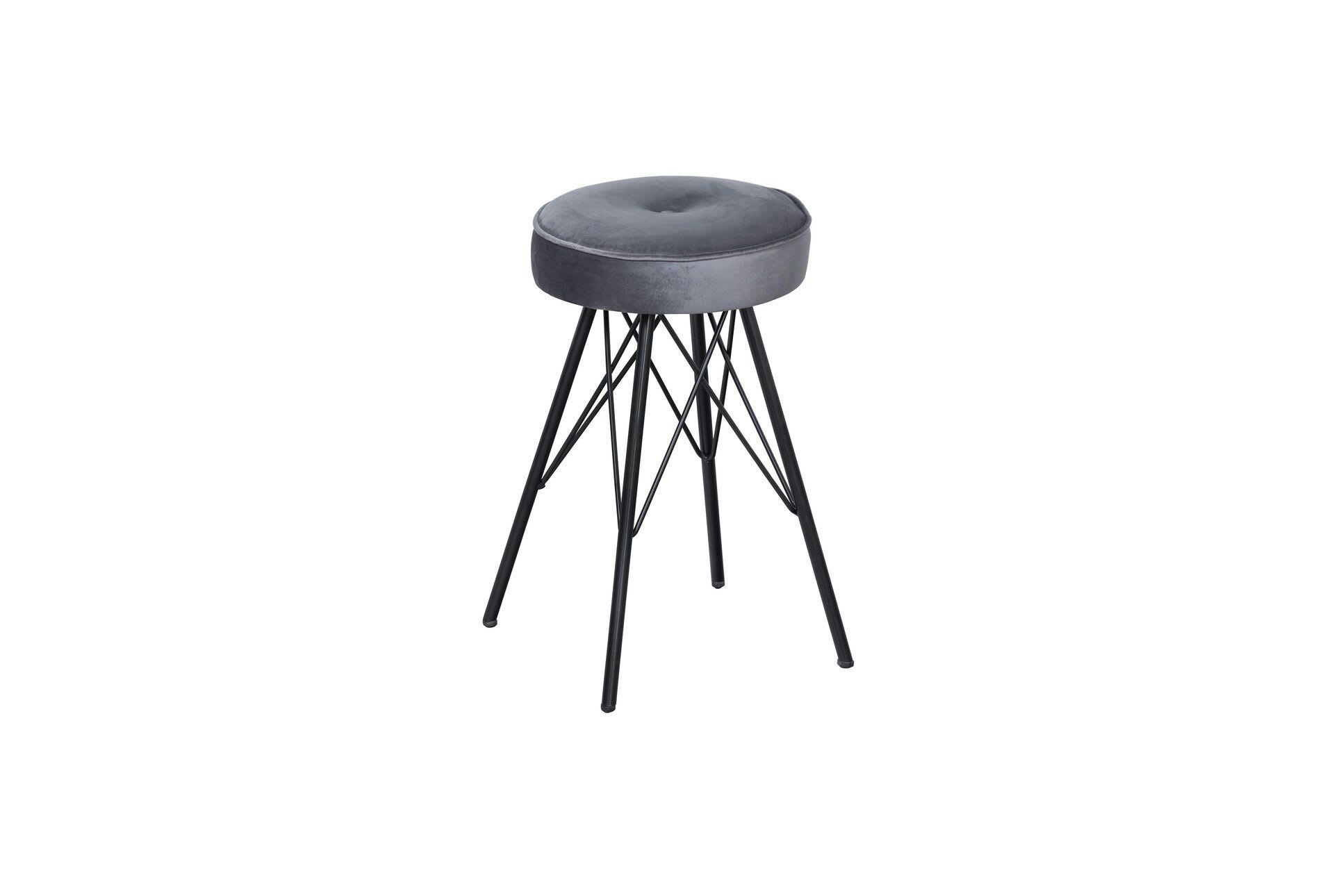 BELLA - Tabouret en velour gris