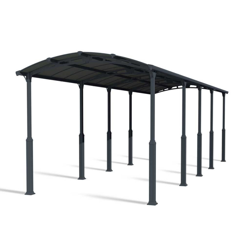 Carport en aluminium Alpine gris foncé 33,6 m²