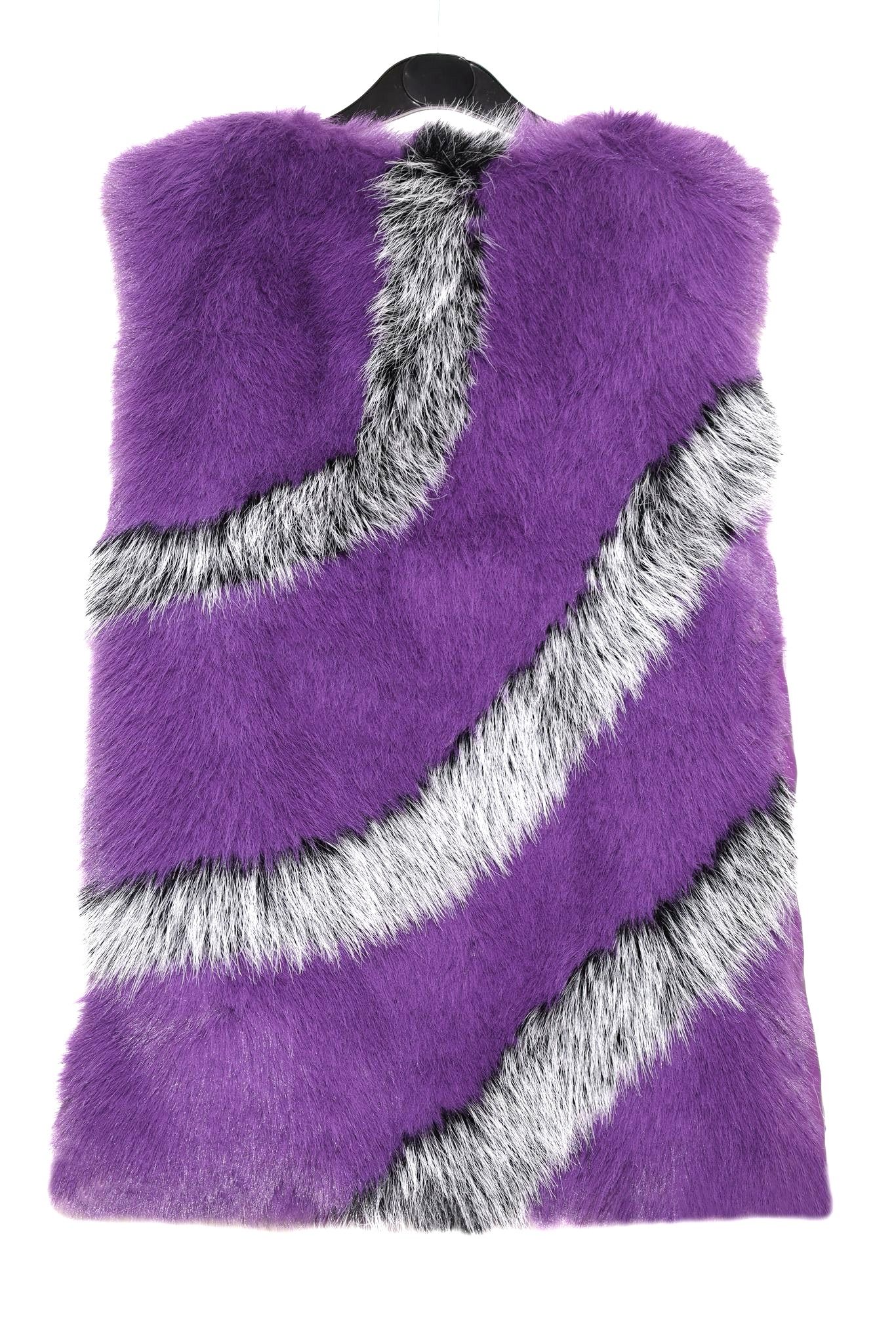 PEACH ACCESSORIES Faux Fur Vest with Crystals Buttons