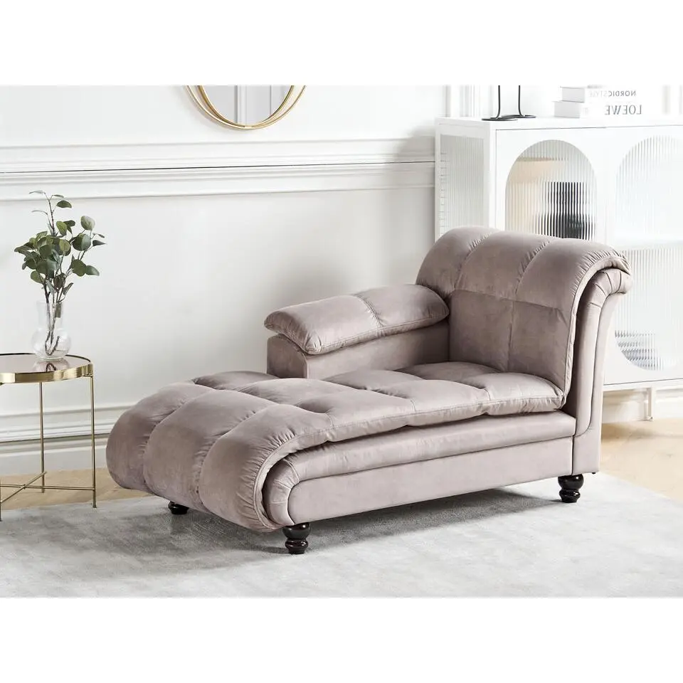 LORMONT - Chaise longue - Taupe - Rechterzijde - Fluweel