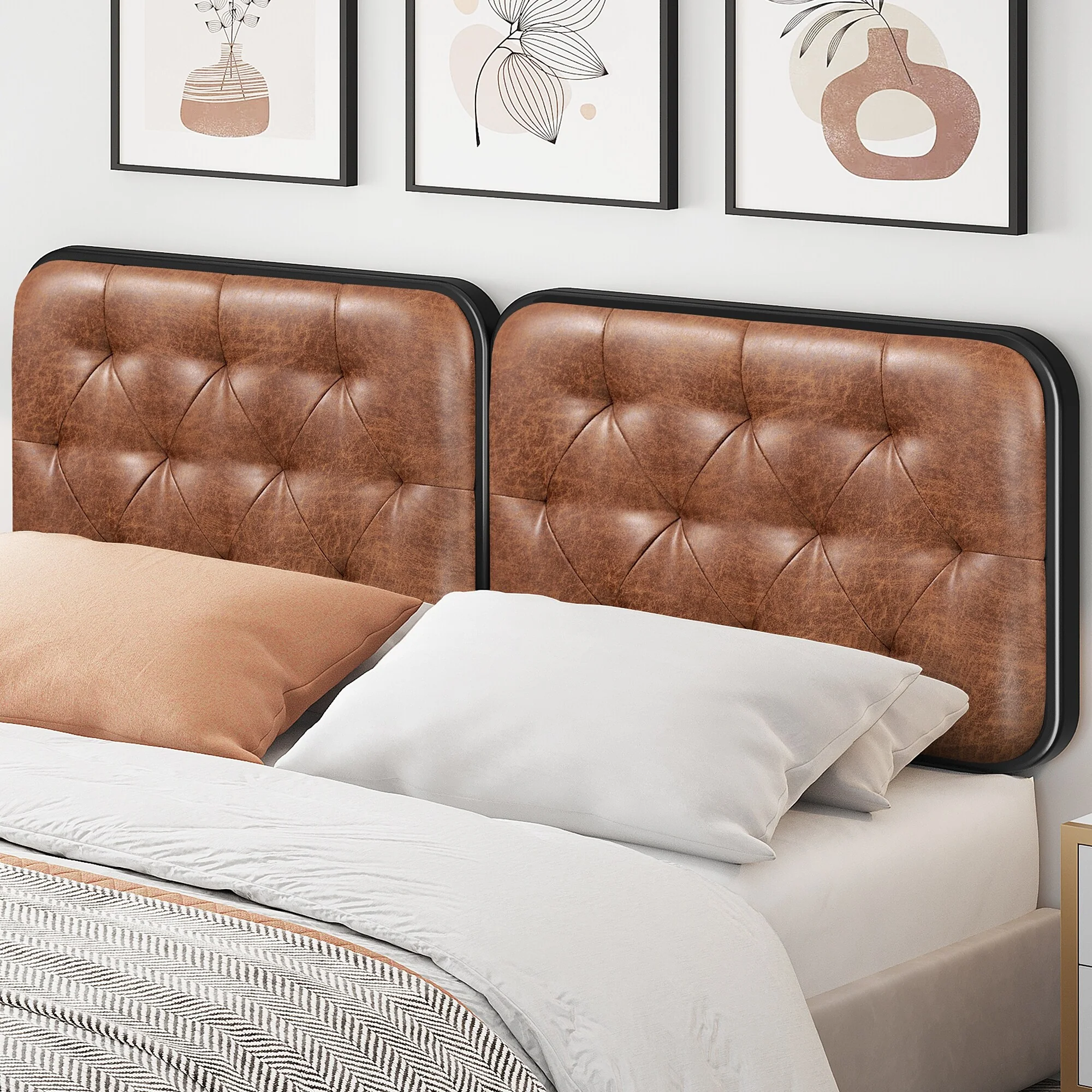 PU/Fabric Wall Mounted Headboard Multifunction Upholstered Headboard