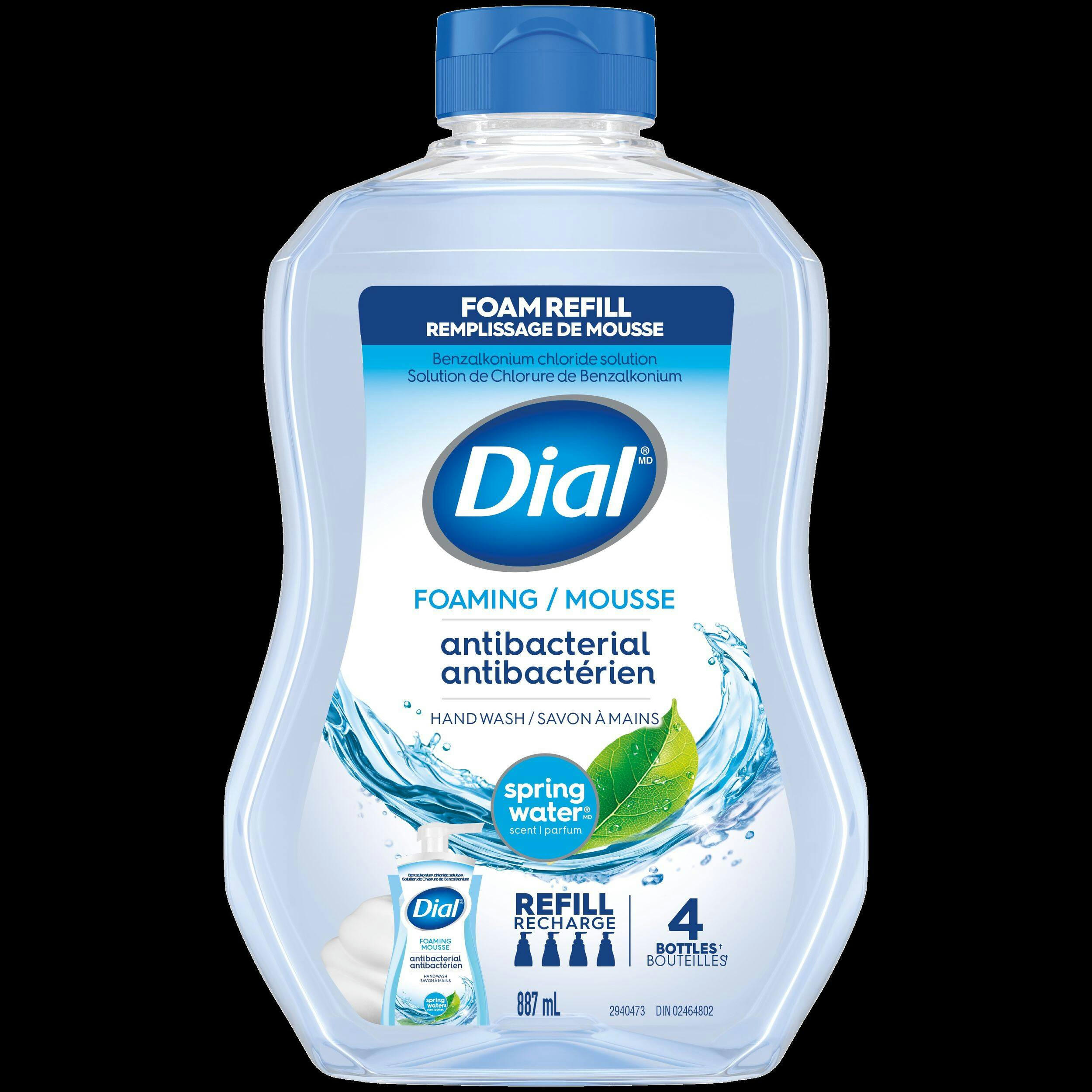 Dial Antibacterial Foaming Hand Soap Refill, Spring Water Scent, 887-mL