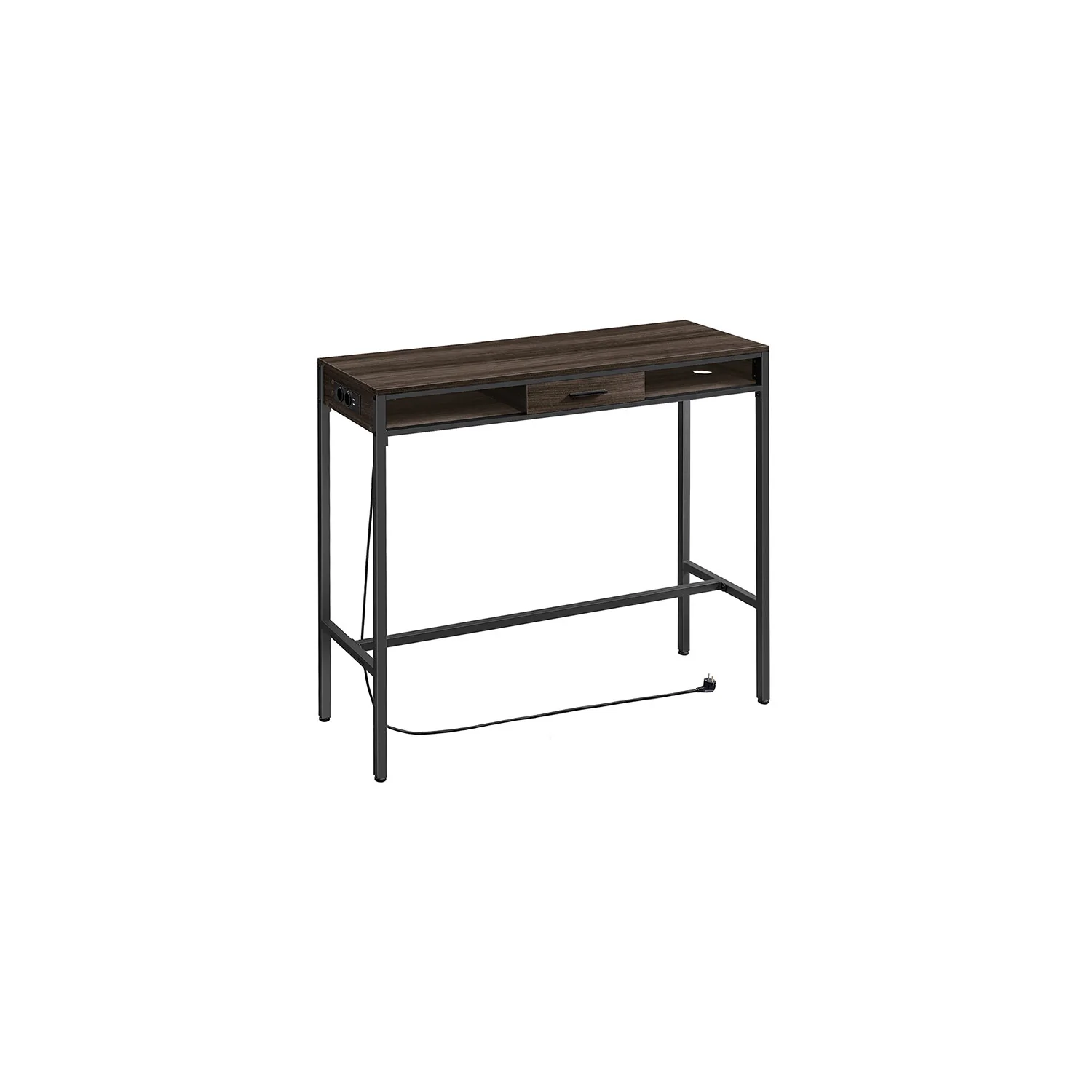Table de Pub avec Multiprise et Tiroir Amovible en Tissu Non-Tissé