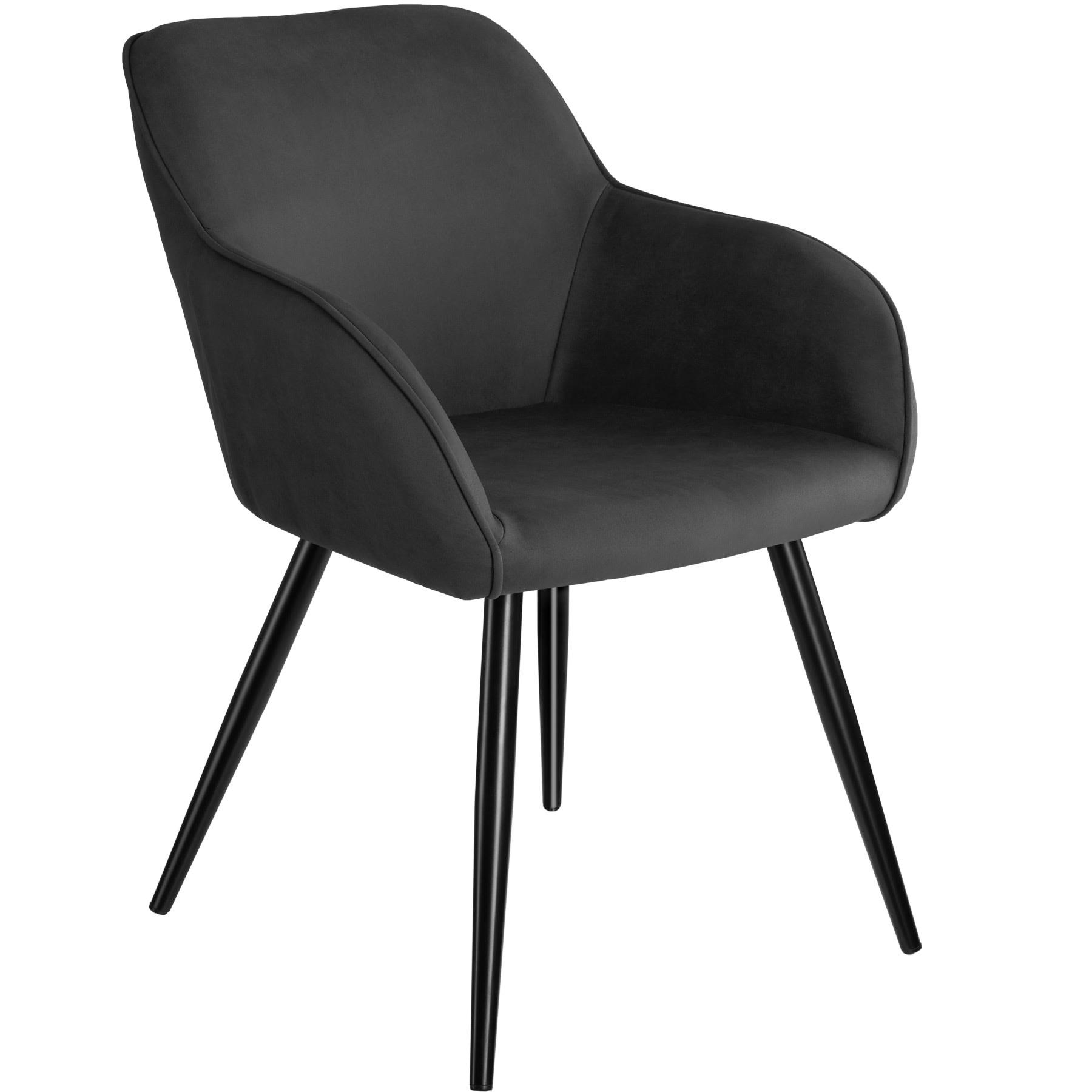 - Chaise Rembourrée, avec revêtement en tissu anthracite-noir