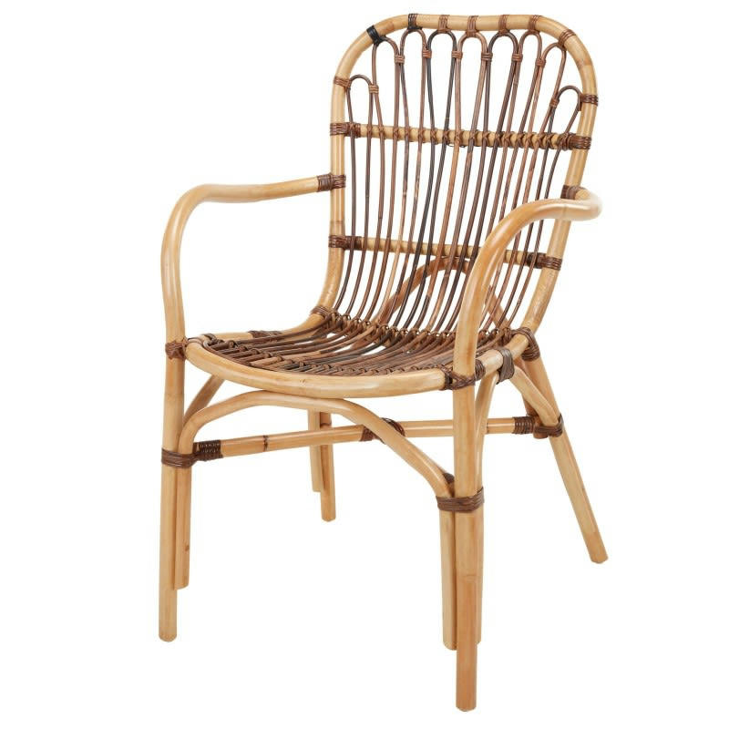 ELISE - Fauteuil en rotin naturel d'intérieur marron