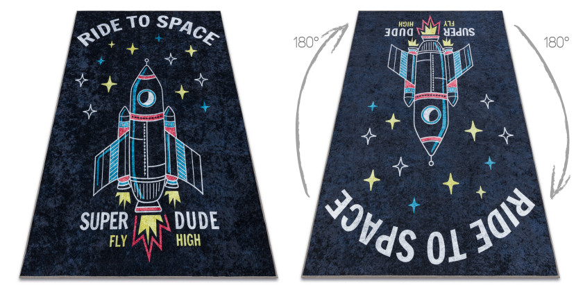 Dywan do prania JUNIOR 52069.801 Kosmos, rakieta dla dzieci, 140x190 cm