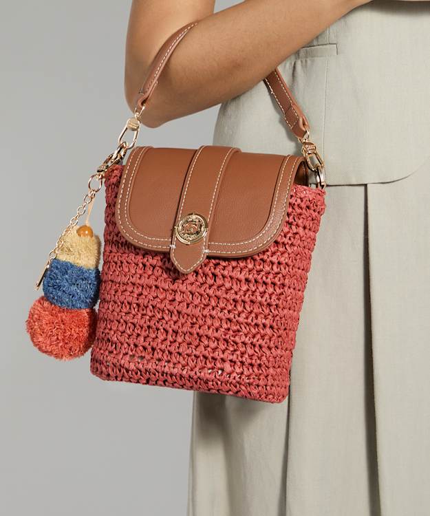 Dimple Red - Raffia Crossbody Bag