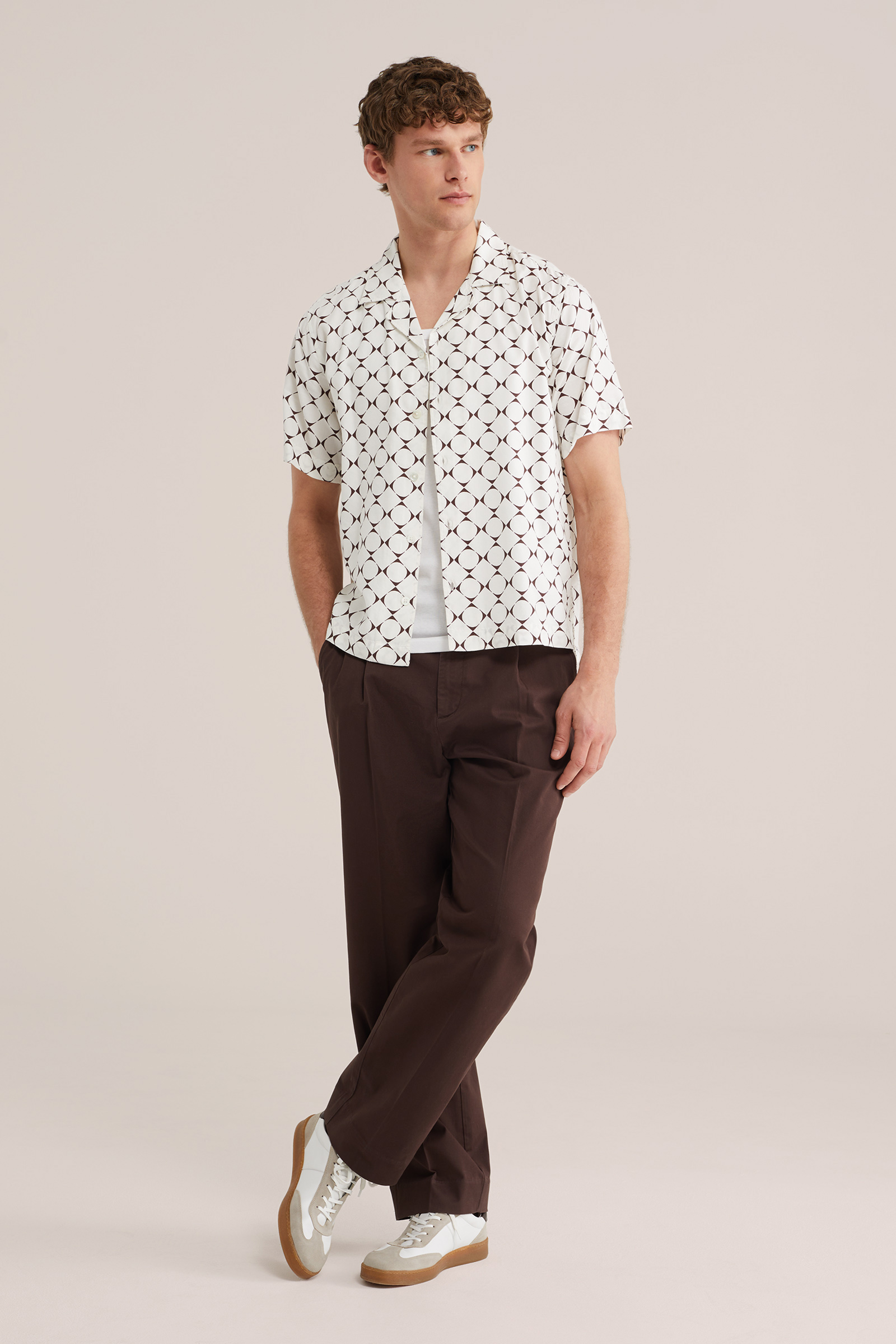 Heren boxy fit overhemd met print