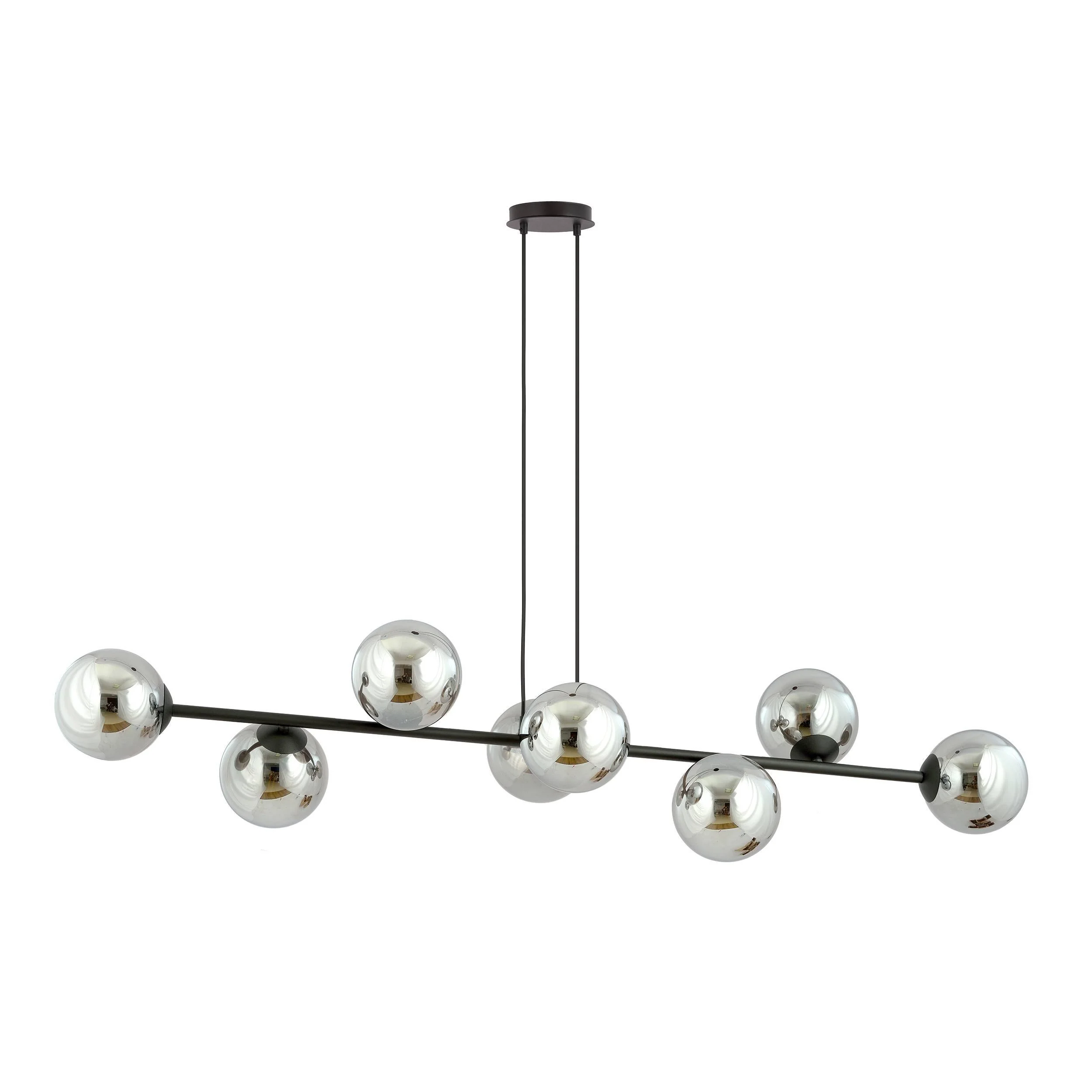 Zwarte hanglamp eettafel Valentino 8-lichts