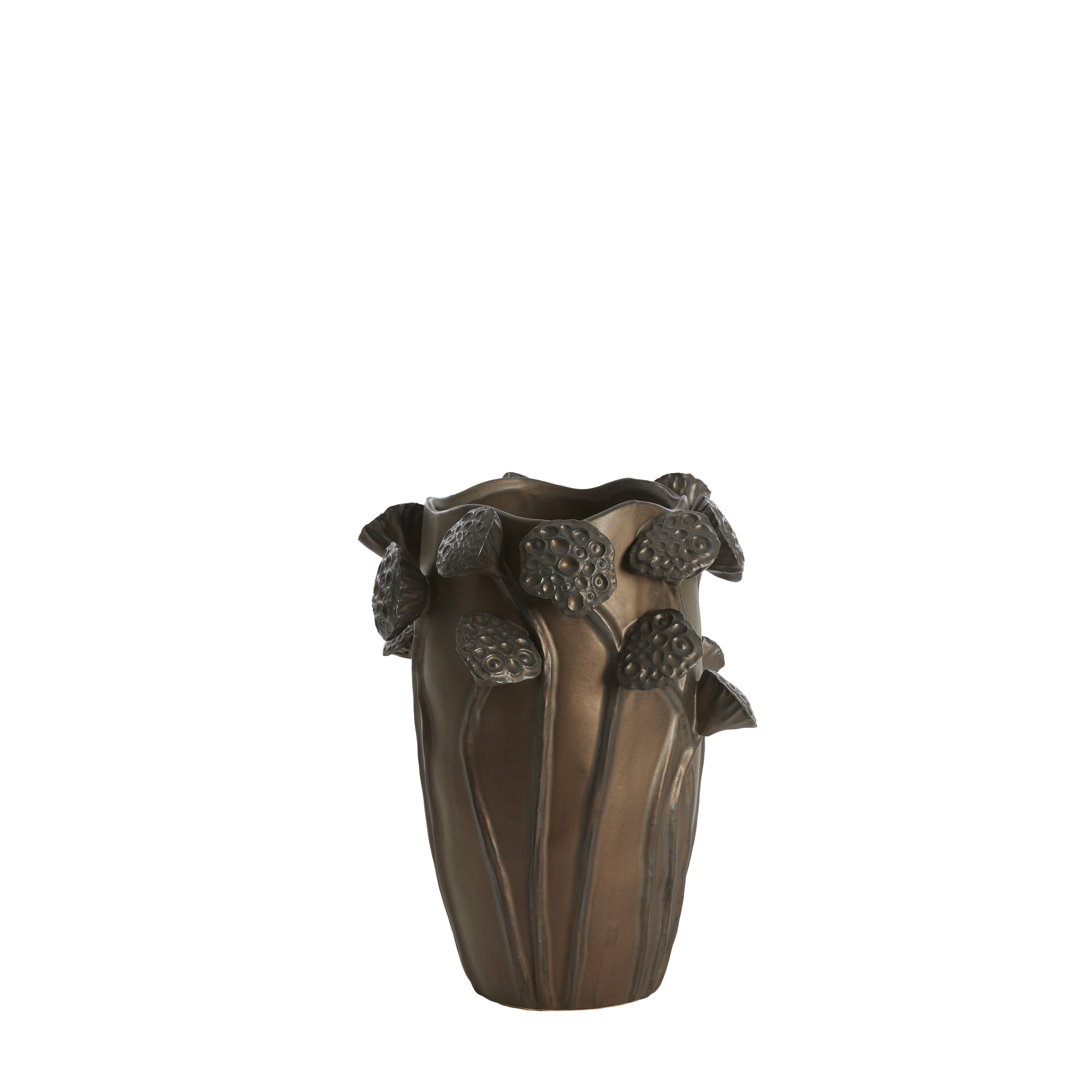 Light & Living LAVCI vaas keramiek mat donkerbruin – 27,5x25,5x35 cm