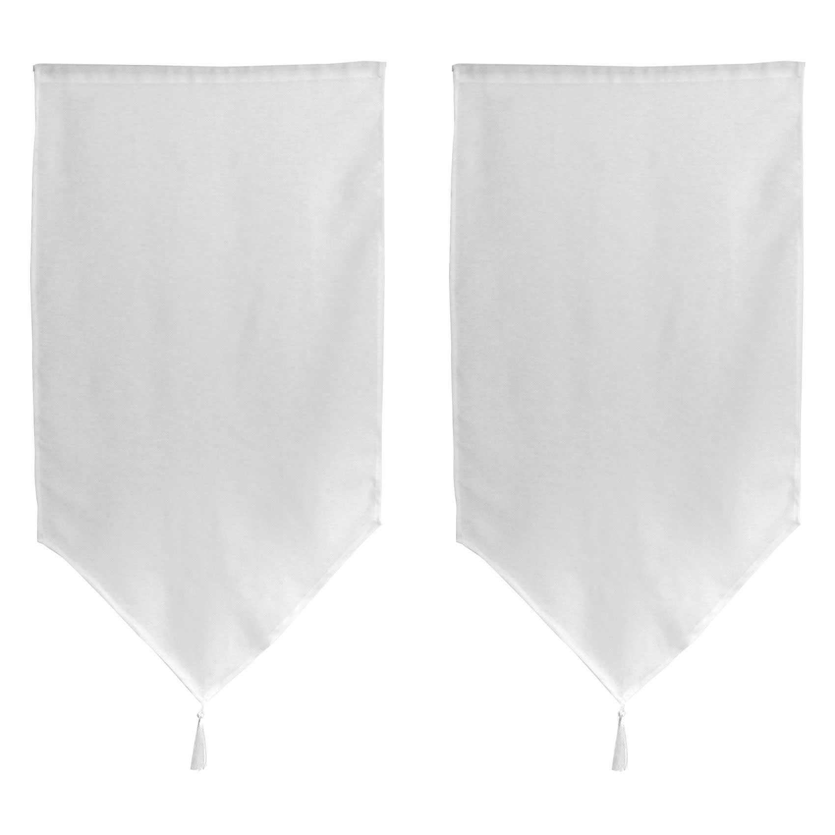 - Paire de petits vitrages en pointe avec pompon