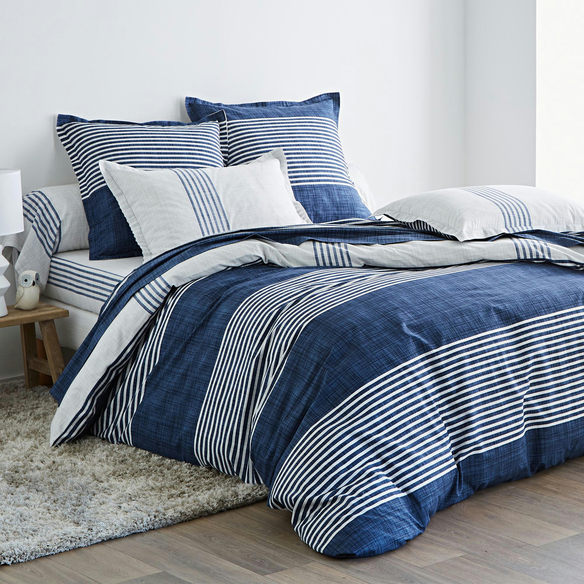 PLONGEON - Drap-housse 160x200x28 bleu marine en coton