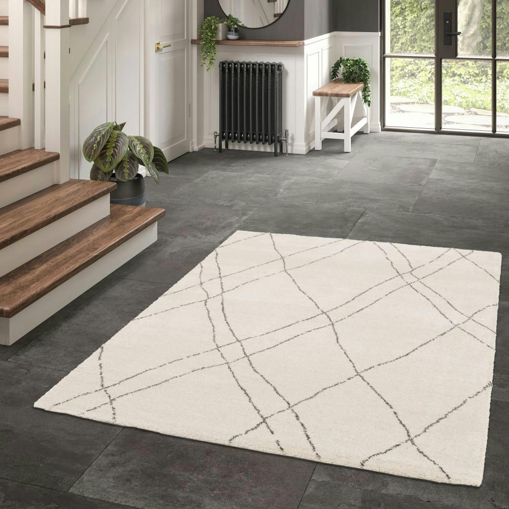 CALA - Tapis d'inspiration berbère ecru et noir 160x230 cm