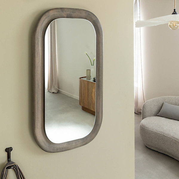 Miroir ovale en bois de manguier Marley