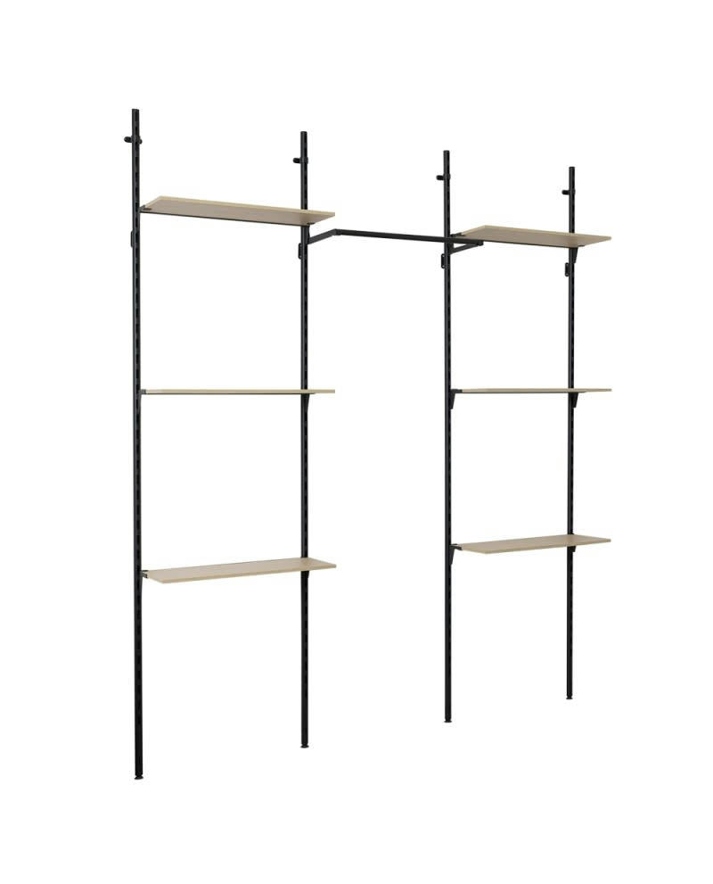 KALI - Dressing ouvert modulable en bois et métal - Noir